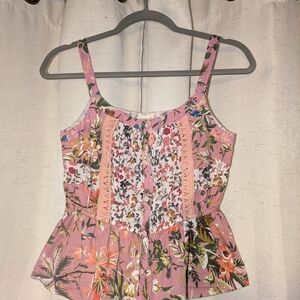 Anthropologie Pink Floral Camisole